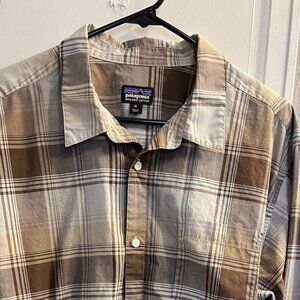 Patagonia Button Down Long Sleeve Brown/Tan flannel shirt XL